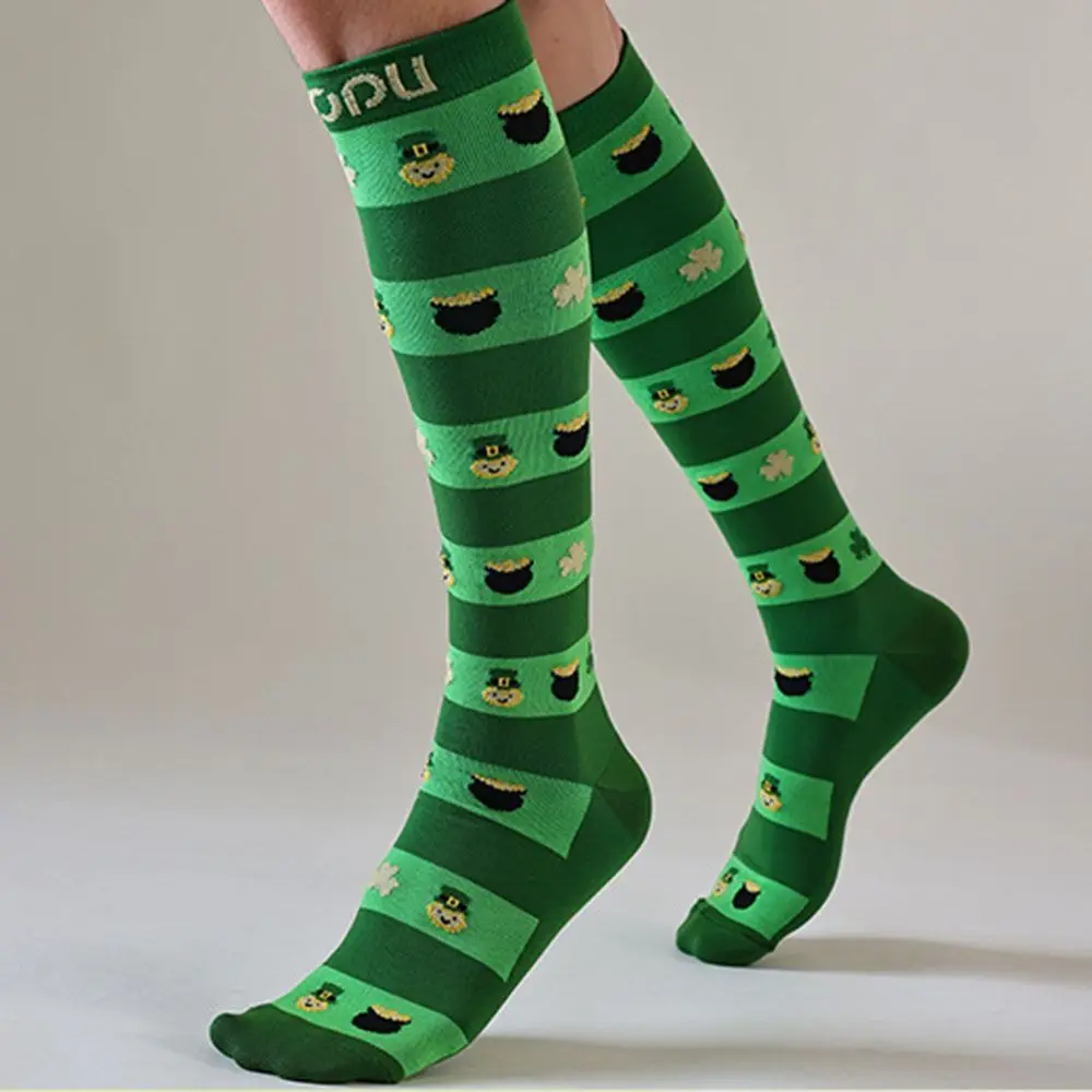 Calzini a compressione elastica Calze a pressione multicolori alte al ginocchio Modello divertente Calzini per vene varicose traspiranti Sport all'aria aperta