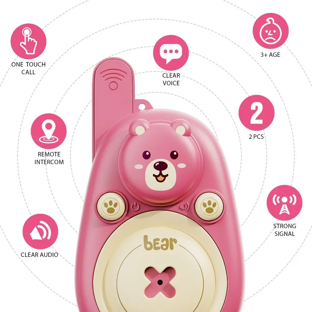Walkie Talkies de oso encantador para niños, juguetes con cordón portátil, transceptor de Radio con llamada de un clic, regalos, juguete educativo para edades tempranas, 2 uds.