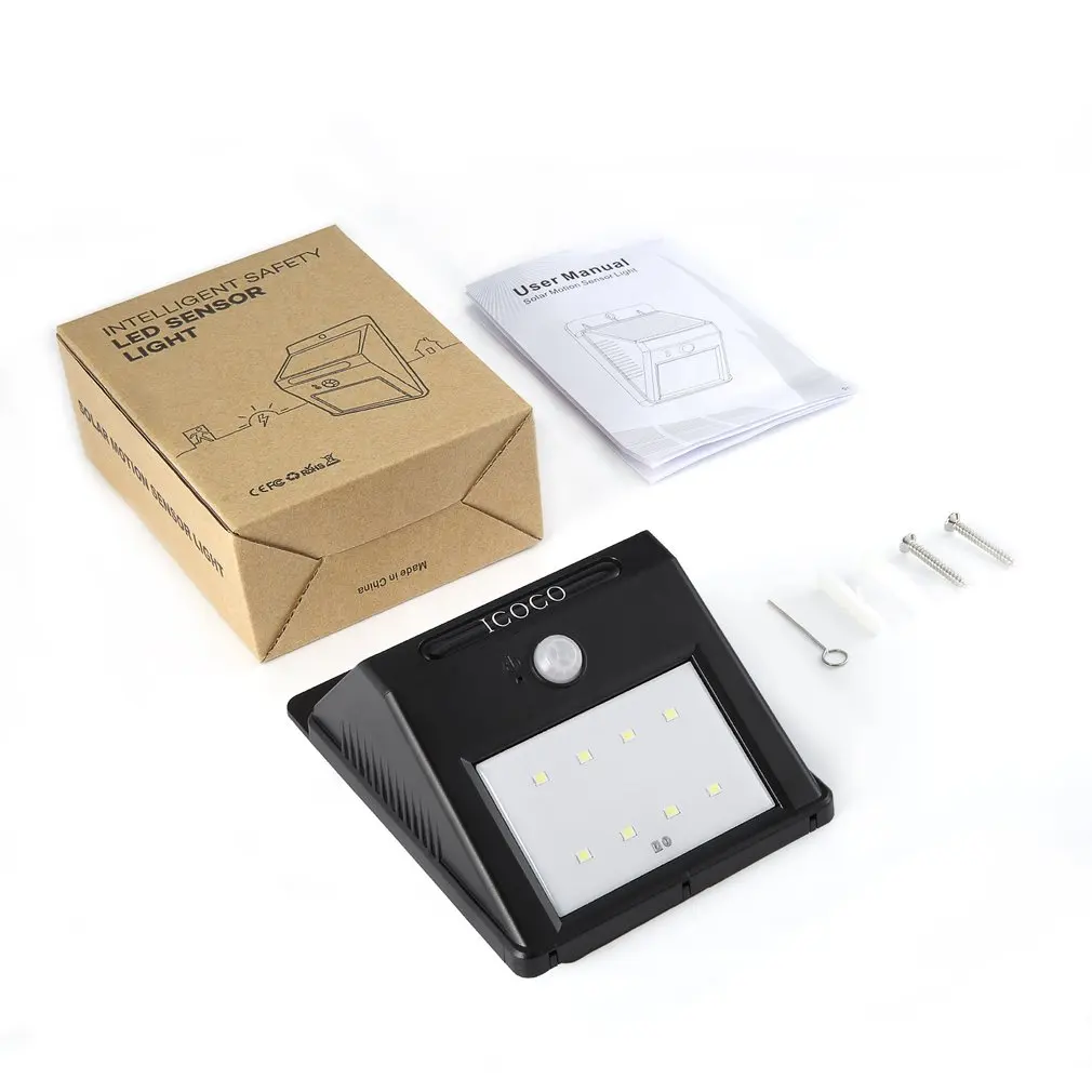 8 LED Solar Light Outdoor Solar Lamp Powered Sunlight Waterproof PIR Motion Sensor Street Light For Garden Decoration