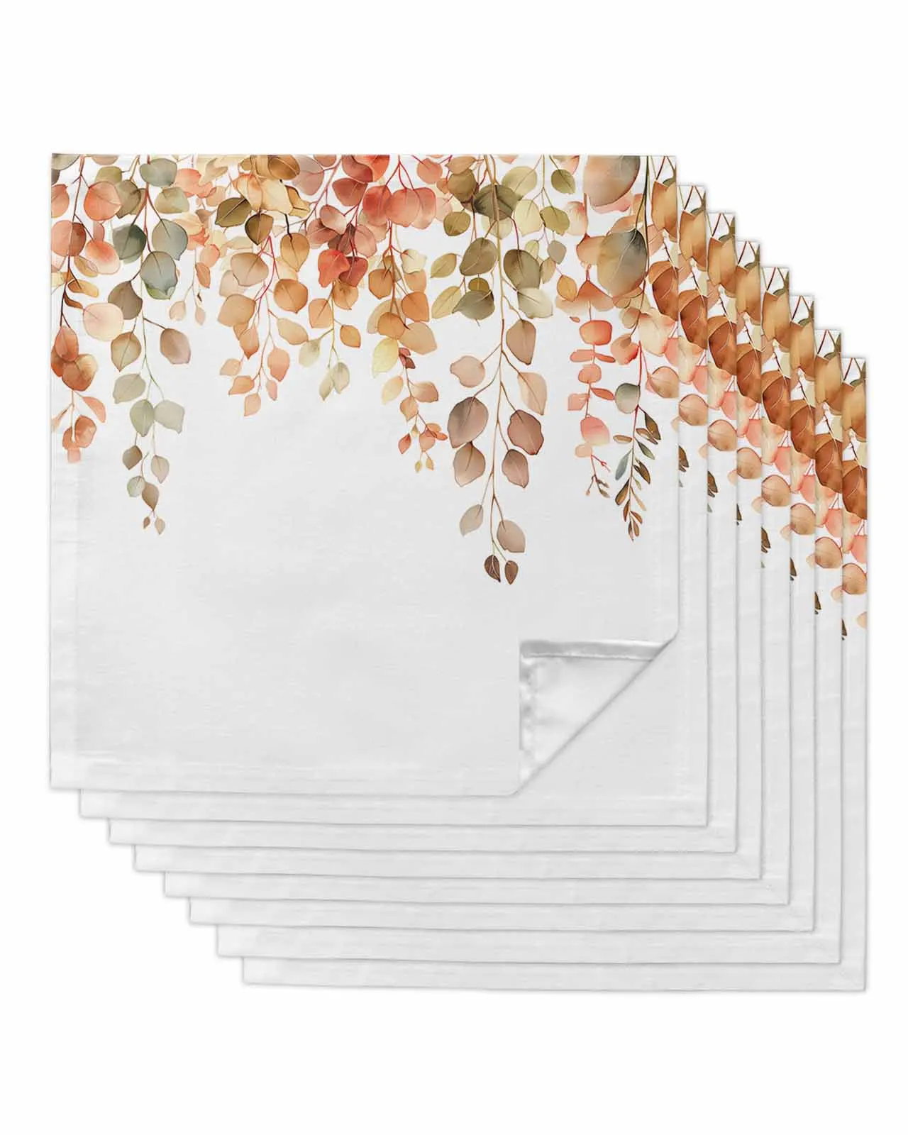 4pcs Autumn Watercolor Leaves  Table Napkins Cloth Set Kitchen Dinner Tea Towels Table Mat Wedding Decor Napkins