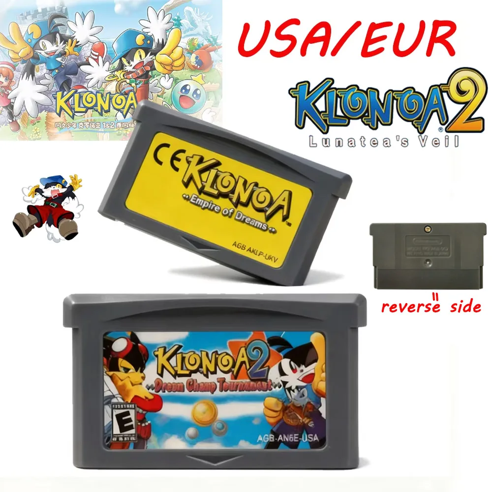 

GBA Game Klonoa Series 32 Bit Video Game Cartridge Console Card Empire of Dreams Dream Champ Tournament
