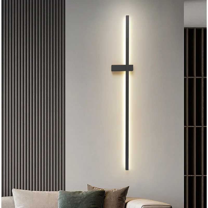 Long wall lamp bedroom modern minimalist grille background wall decorative light minimalist lines light luxury LED bedside light