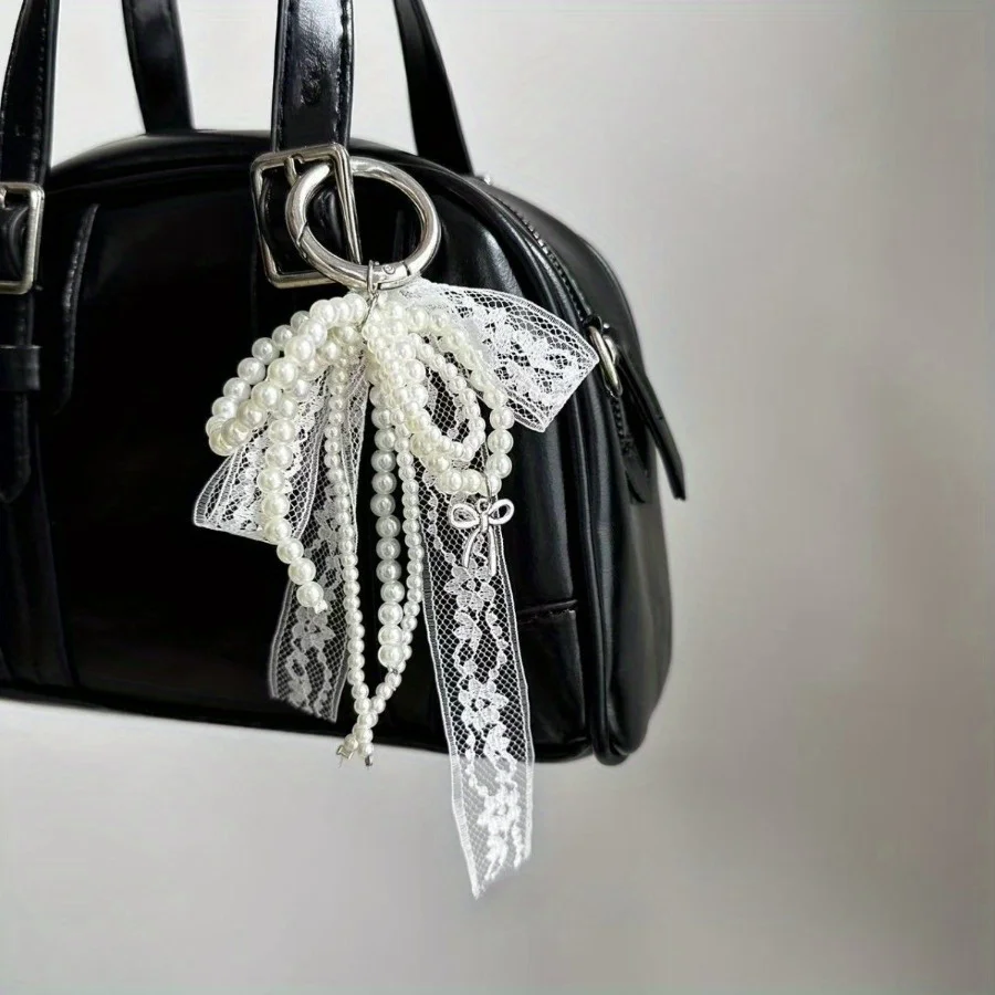 

1PC Pearl Lace Bow Pendant, Fashionable High-quality Bag Pendant, Car Key Chain Pendant, Pendant