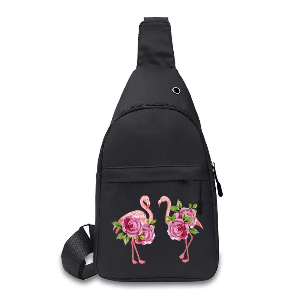 Crossbody Outdoor Sport Shoulder Chest Daily Picnic Nylon Messenger Shoulder Bags Flamingo Serie Pattern Waist Packs Sling Bag