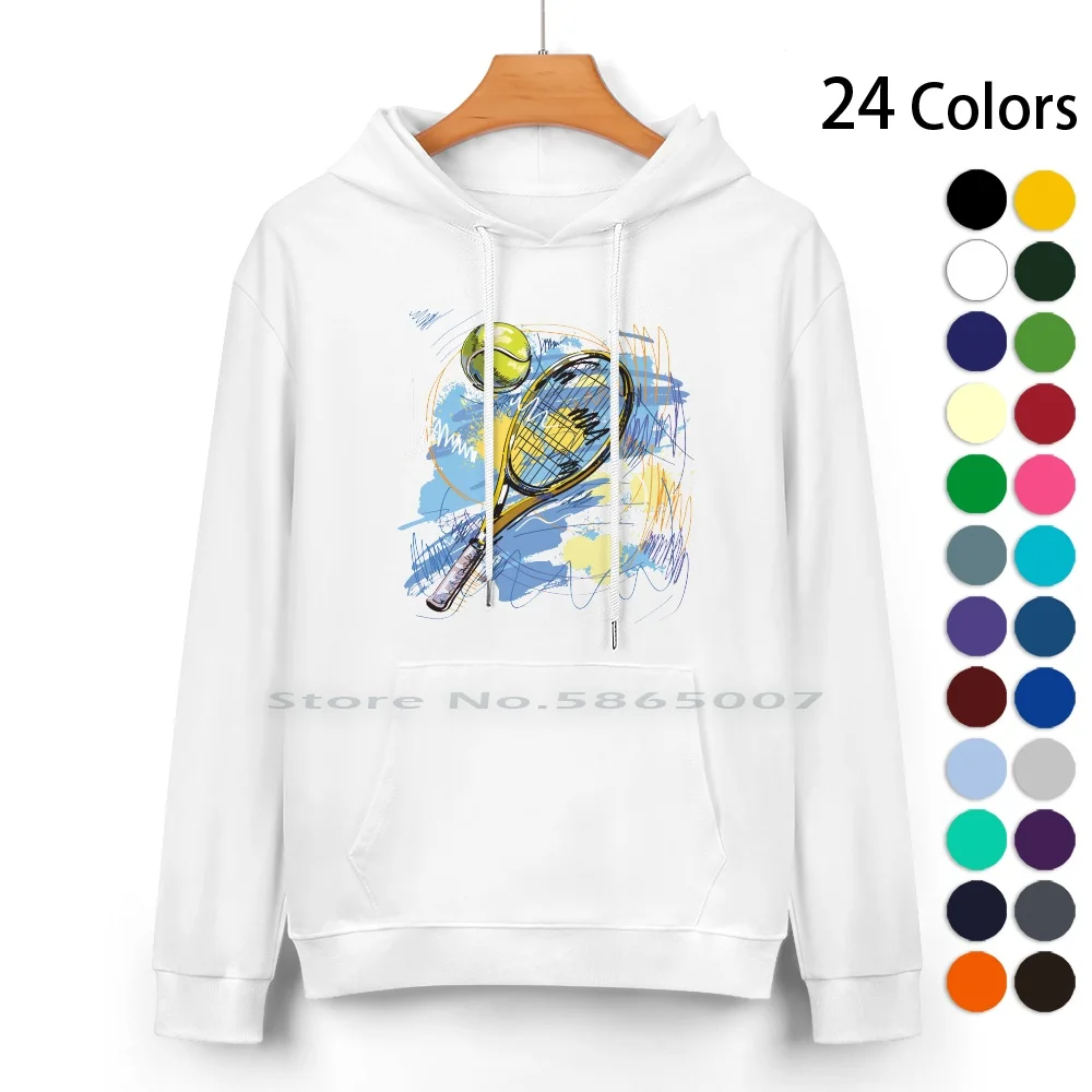 Tennis Lovers Pure Cotton Hoodie Sweater 24 Colors Tennis Lovers I Love Tennis My Love Is Tennis Balls Tennis Racket Rgb Only