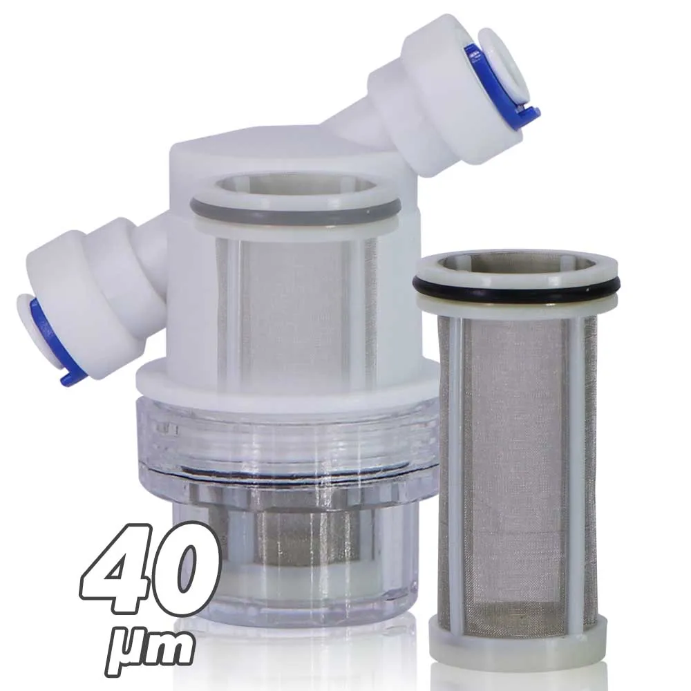 

40μm 1/4" 4/6mm Mini Prefilter Slip Lock Quick Connector Stainless Steel Filter Screen Garden Irrigation Misting Cooling System