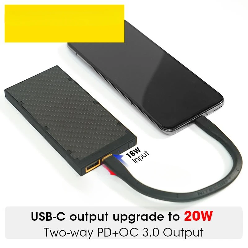 FOR  NB10000 GEN2 V2.0 Carbon Fiber Power Bank Portable Poverbank 10000mAh PD/QC3.0 18W Fast Charge for Mobile iPhone Xiaomi