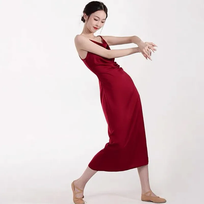 Sexy Schwingen kragen Satin Side Split Elegante Kleider Frauen Sommer Rot schwarz Spaghetti Strap Seide lange maxi party kleid Vestidos