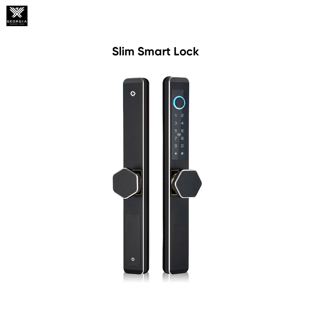 Hot Sale Tuya WIFI Slim Aluminum Smart Fingerprint Bluetooth Door Locks  For Sliding Doors Digital Cerradura Inteligente