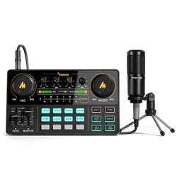 maono AM200-S1 Sound Card Microphone Set MaonoCaster Audio Interface with Condenser Mic for Live Streaming Recording PC Phone