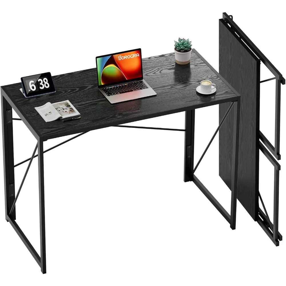 

31.5 inch Folding Desk No Assembly Required, Writing Computer Desk Space Saving Foldable Table Simple Home Office Desk