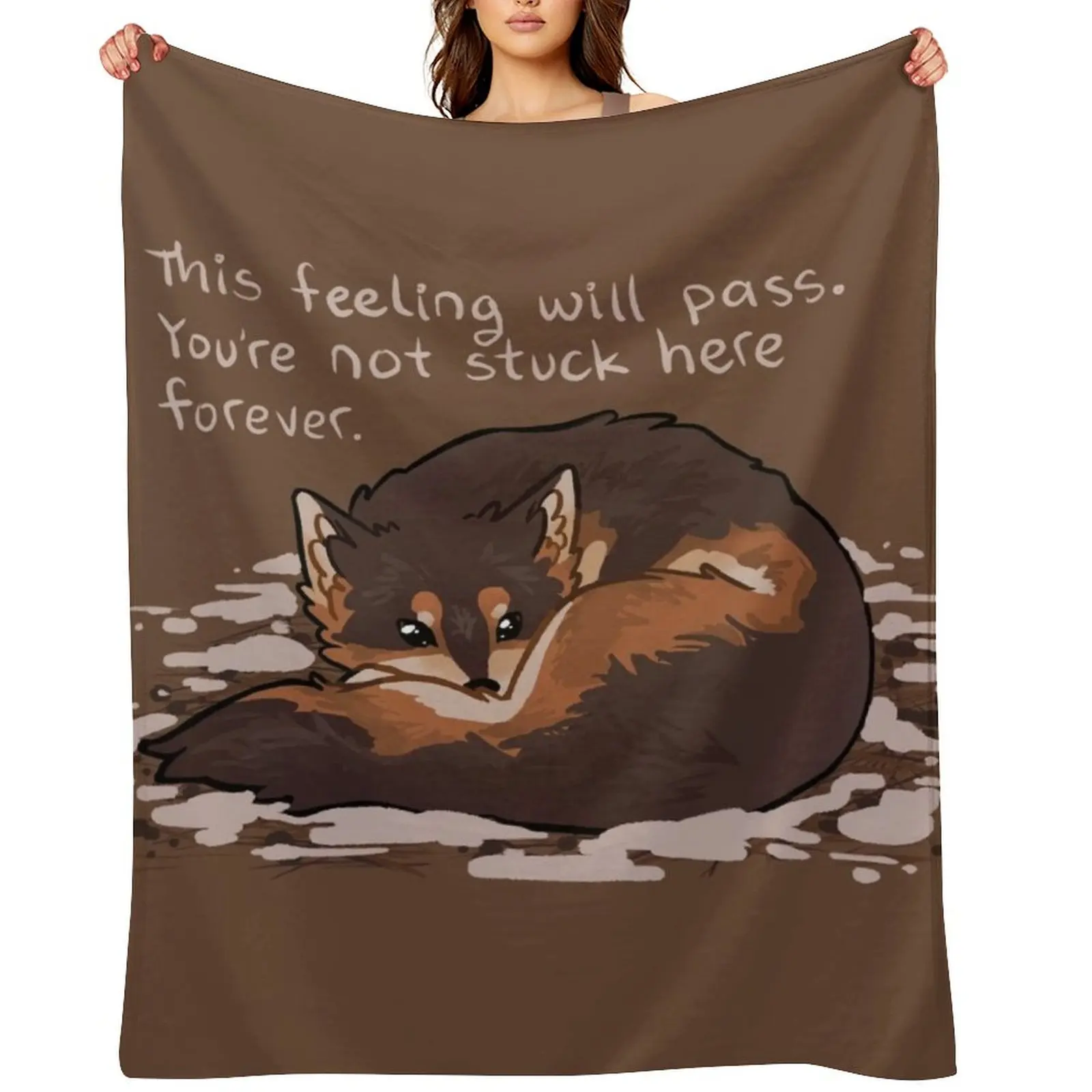 هذا الشعور سوف يمر بشكل دافئ الذئب رمي بطانية الفانيلا منقوشة على أريكة هالوين فروي البطانيات