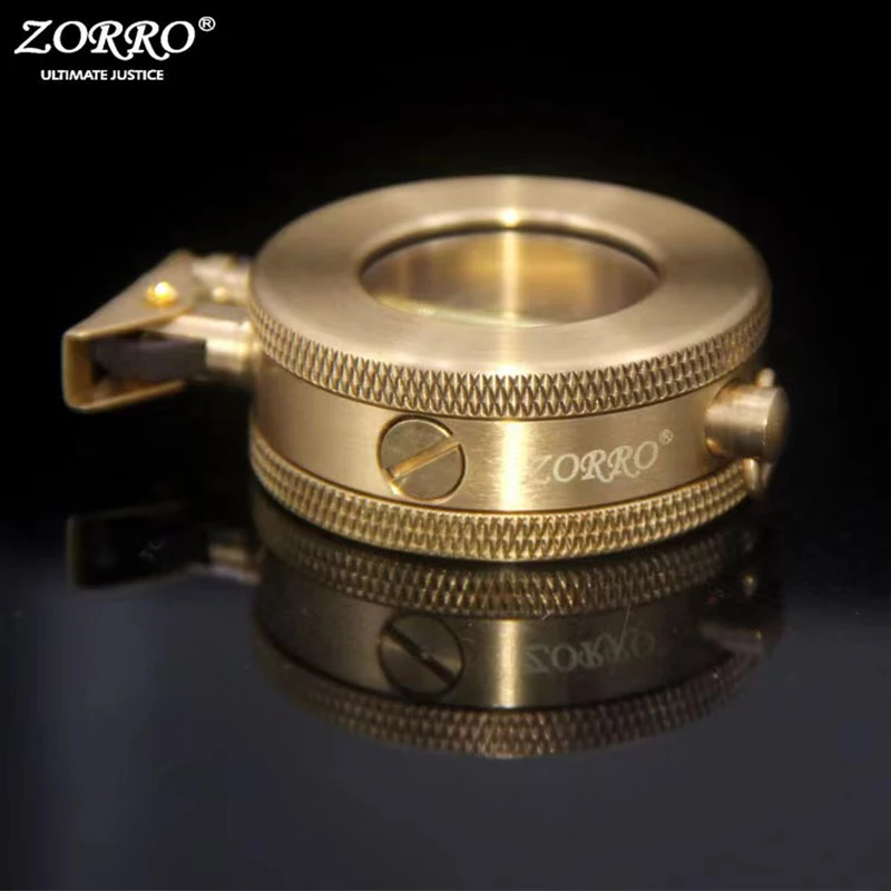 2022 ZORRO New Transparent Layer Warehouse Retro Kerosene Lighter Gift Collection Small and Convenient Original Copper Lighter