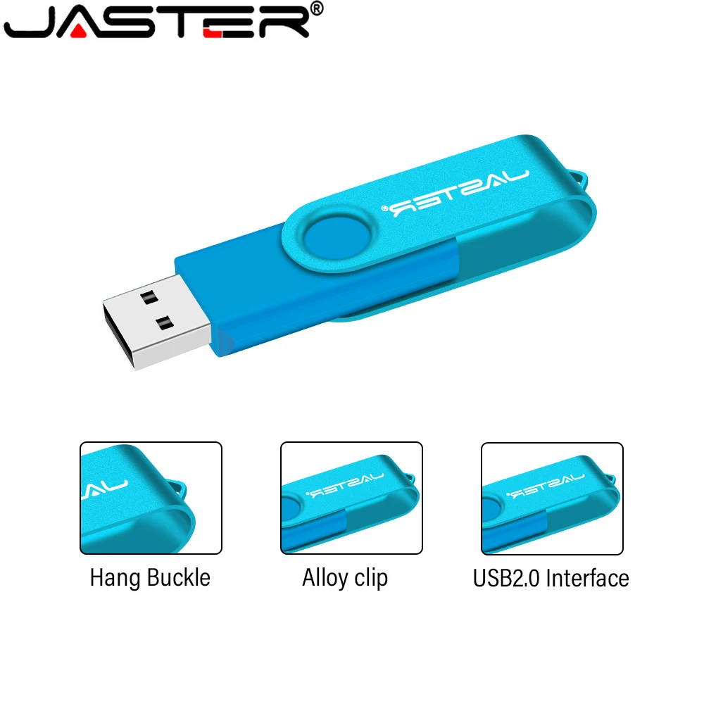 JASTER-USBビジネスプラスチックフラッシュドライブ,4GB, 8GB, 16GB, 32GB, 64GBの回転メモリ