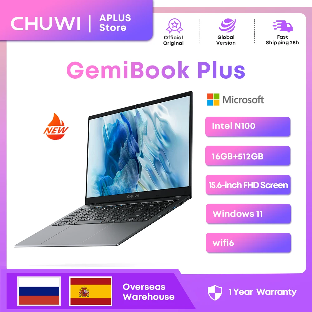 لابتوب CHUWI-ibook Plus ، رسومات إنتل N100 ، الجيل الثاني عشر ، x GemiBook ، ذاكرة رام 8 جيجابايت ، GB SSD ، دفتر ملاحظات IPS ، أجهزة لابتوب Windows 11