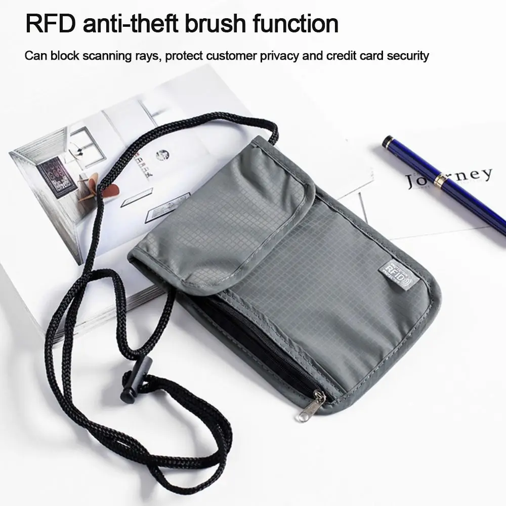 1 Pcs Waterproof RFID Nylon Storage Bag Travel Document Card Passport Bag Neck Wallet Money Passport Pouch