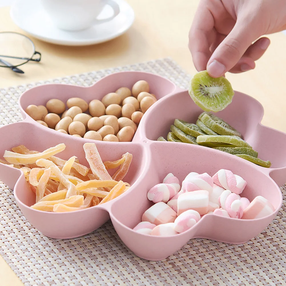 

Fruit Platter Tray Divided Snack Serving Plate Basket Wheat Fiber with Dividers
