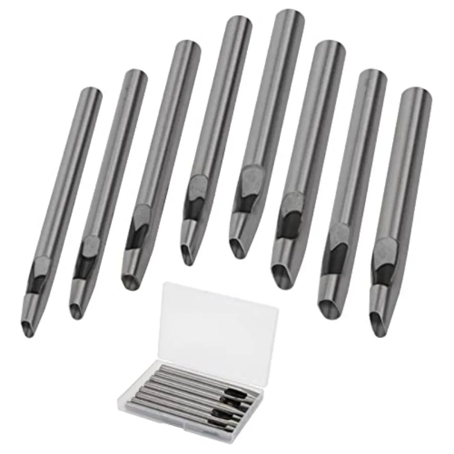 8 Size Oval Hole Punch for Leather 2mm5mm Leather Craft Punch Tools Set Hollow Punching Oval Belt Hole Cutter Tool for Watch Ba