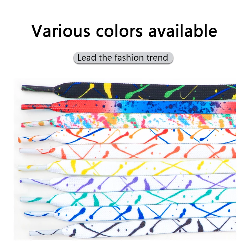 Colorful Shoelaces for Sneakers Ink Splash Flat Shoe Laces Precision Compilation Non Fading Shoes Accessories Shoestring 1 Pair