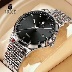 RUIGE New Men's Quartz Watch Night Glow Waterproof Men's Famous Watch Fashionable Original Stainless Steel Band Watch