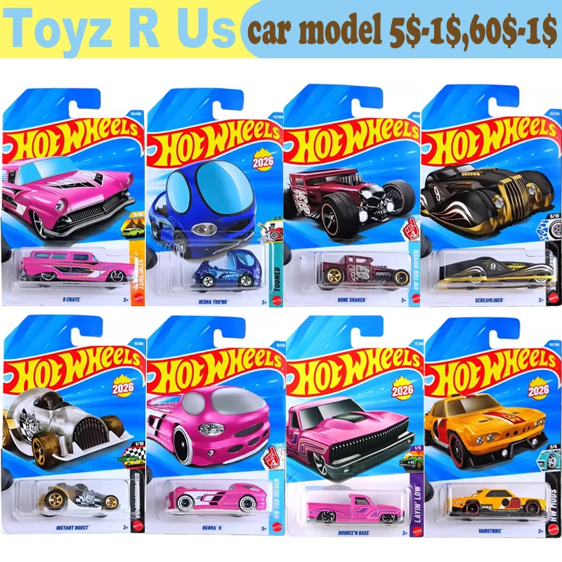 Coche de juguete Hot Wheels original para niños, vehículo de metal fundido a presión 1/64, Crate Deora Too, Nd Bone Shaker, Screamliner, Instant Boost, Bounce N Bass, regalo