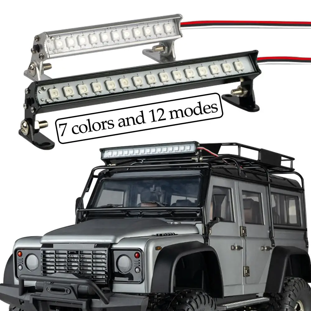 

Rc Car Roof Lamp 7 Colors And 12 Modes Led Light Bar For 1/10 Rc Crawler Traxxas Trx4 Axial Scx10 90046 Rgt Wrangler D90 Rubicon