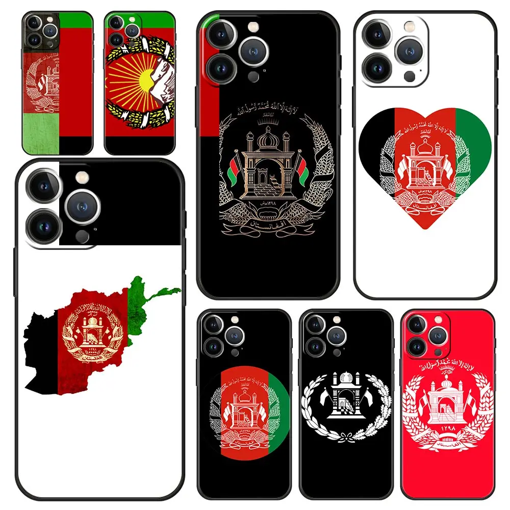 Afghan Afghanistan Flag Luxury Phone Case For iPhone 13 15 14 12 11 Pro MAX XR X SE XS 7 8 Plus iPhone13 15 14 Black Cover Shell