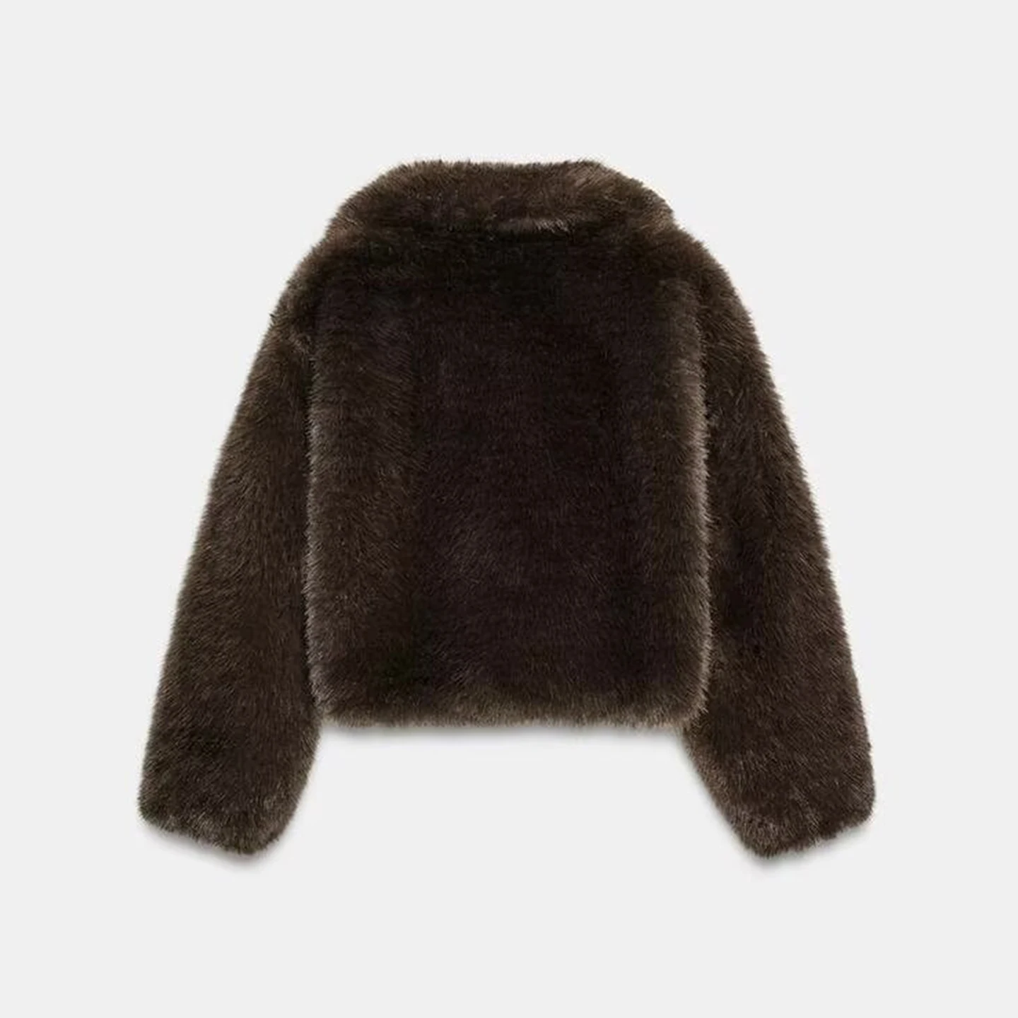 Faionable ort Artificial Fur Effect Coat Z Women's New 2025 Sle Long Sve Flip Collar Jaet Ele Ladywear