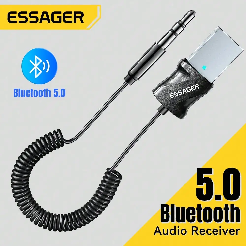 ESSAGER Bluetooth 5.0 Audio Receiver with AUX Cable for Car Stereo Wireless Music Streaming