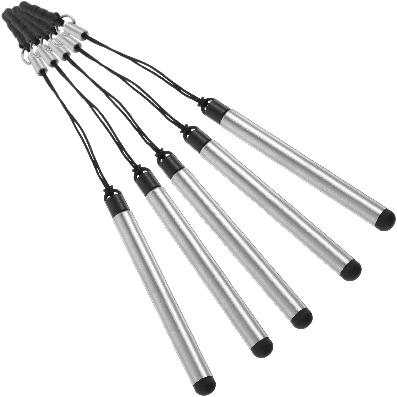 5 Pcs Retractable Touch Screen Stylus Pens for Phone Tablet Laptop Capacitive Plastic Child Cell Sensitive Tip Lanyard Smooth