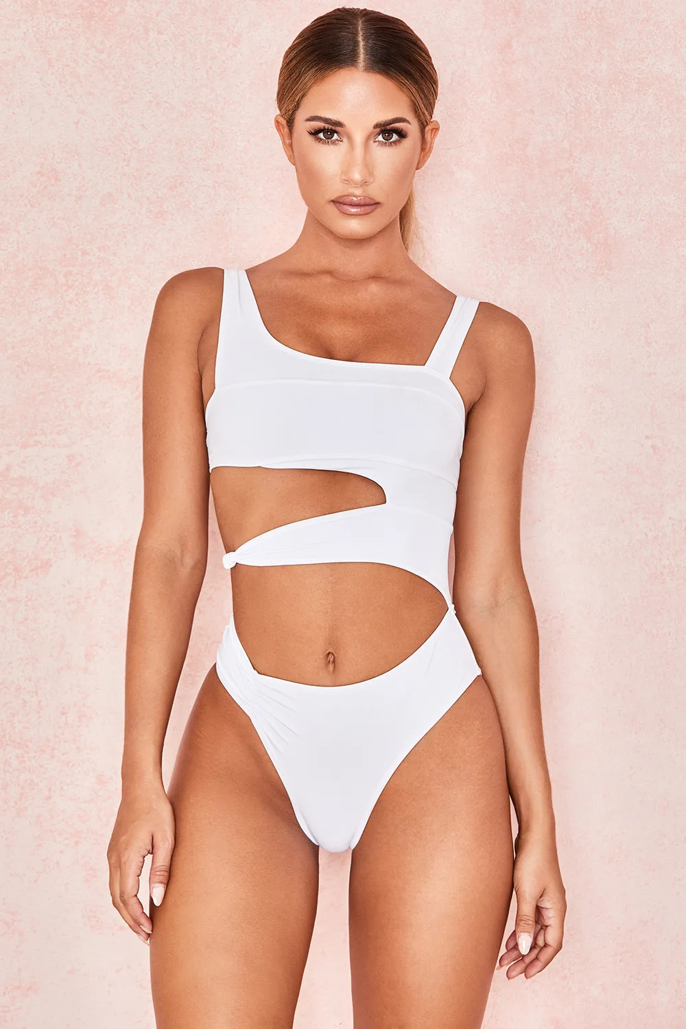 Sexy Bikini Set One Shoulder One Piece Swimsuit 2021 New Off Shoulder White Patchwork Swimwear Bodysuit Bathing Suit Black