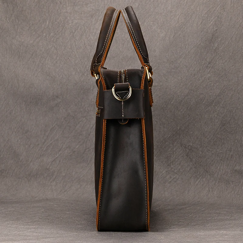Newsbirds Mens Leather Handbag 15.6 Inch PC Notebook Laptop Briefcase Shoulder Bag 100% Cowhide Man Bag Male Business Bag