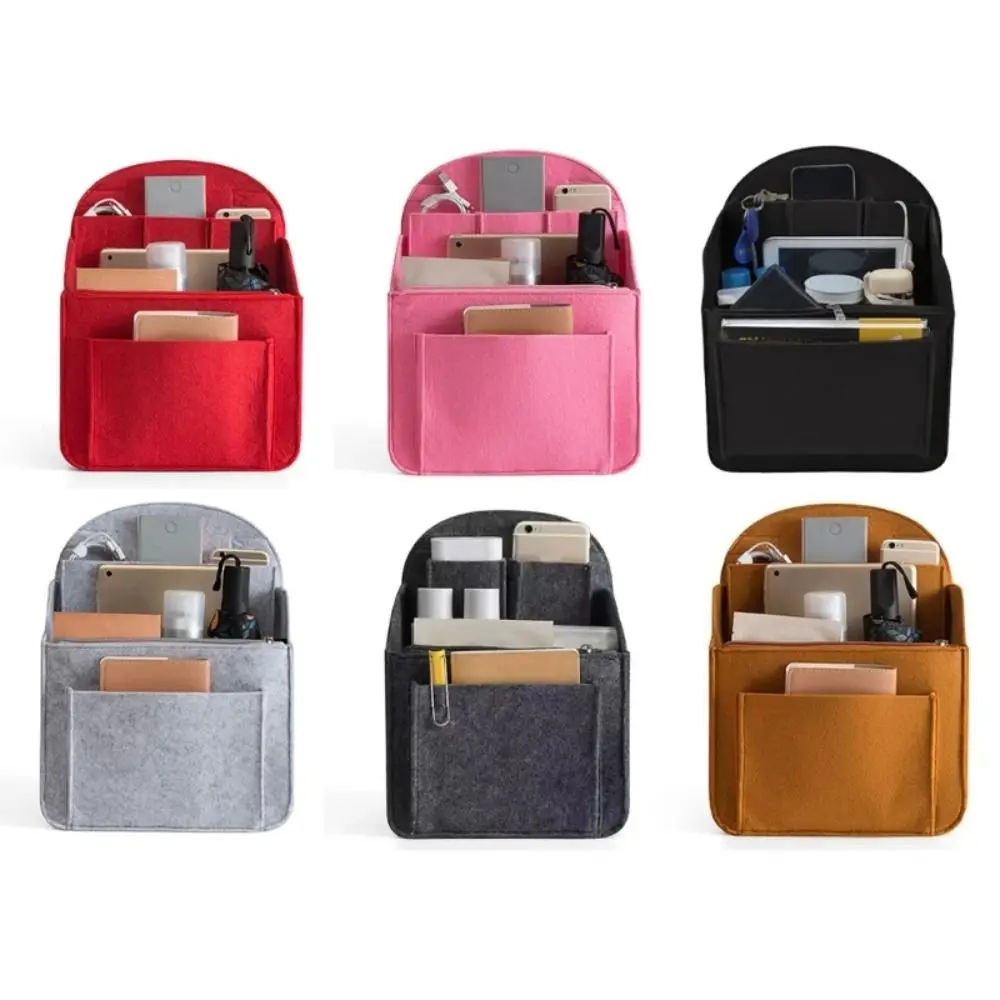 Portable Backpack Insert Small Bag Cosmetic Bags Women Interior Travel Bag Makeup Organizer Fit Various Bags Felt Insert Pocket