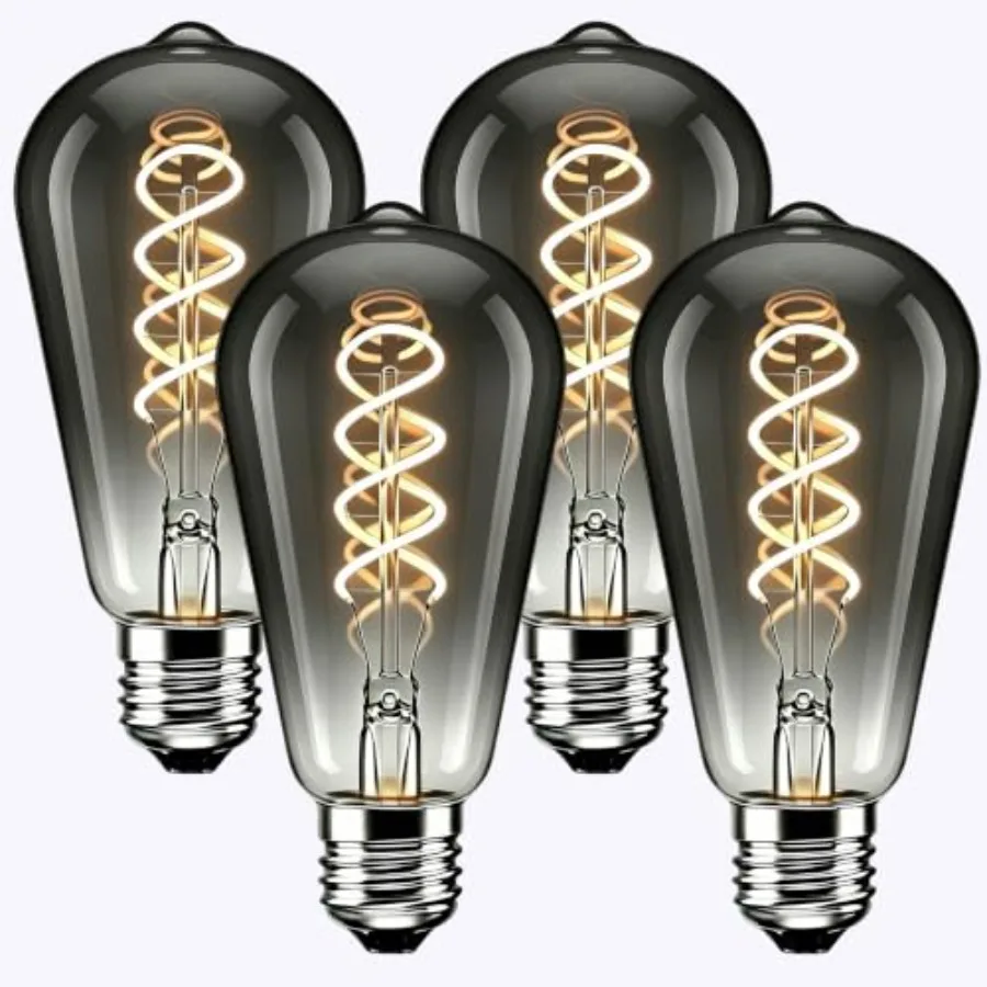 4 Pack ST64 LED Edison Bulbs 6W 60W Equivalent,E26 2700K Warm White Dimmable Light Bulbs Glass LED Filament Vintage Decorative