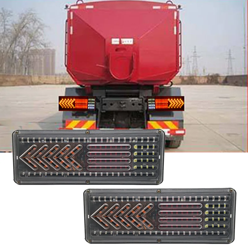 NEW 2X 33cm Dynamic LED Truck Tail Light Turn Signal Rear Brake Lights Reverse Signal Lamp Trailer Lorry Bus Caravan Camper 24V