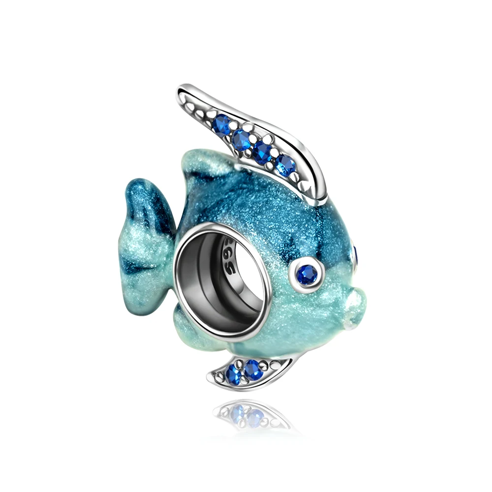 

Ahthen 925 Sterling Silver Beads Deep Blue Little Fish Dangle Charm fit Snake Chain Bracelets Necklaces for Women Jewelry Making