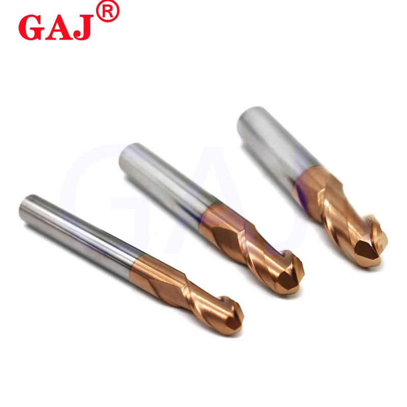 HRC55 2 flauta punta de bola fresa de carburo de tungsteno CNC herramientas de fresado R0.5 R1 R2 R3 R4 R6 8 10 R12 Metal
