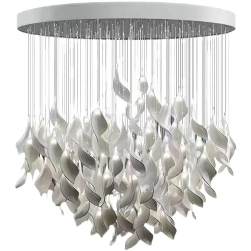 

Скандинавская роскошная креативная керамическая люстра в виде листьев Morning Glory, современный ресторан, спальня, вилла, лестница, люстра