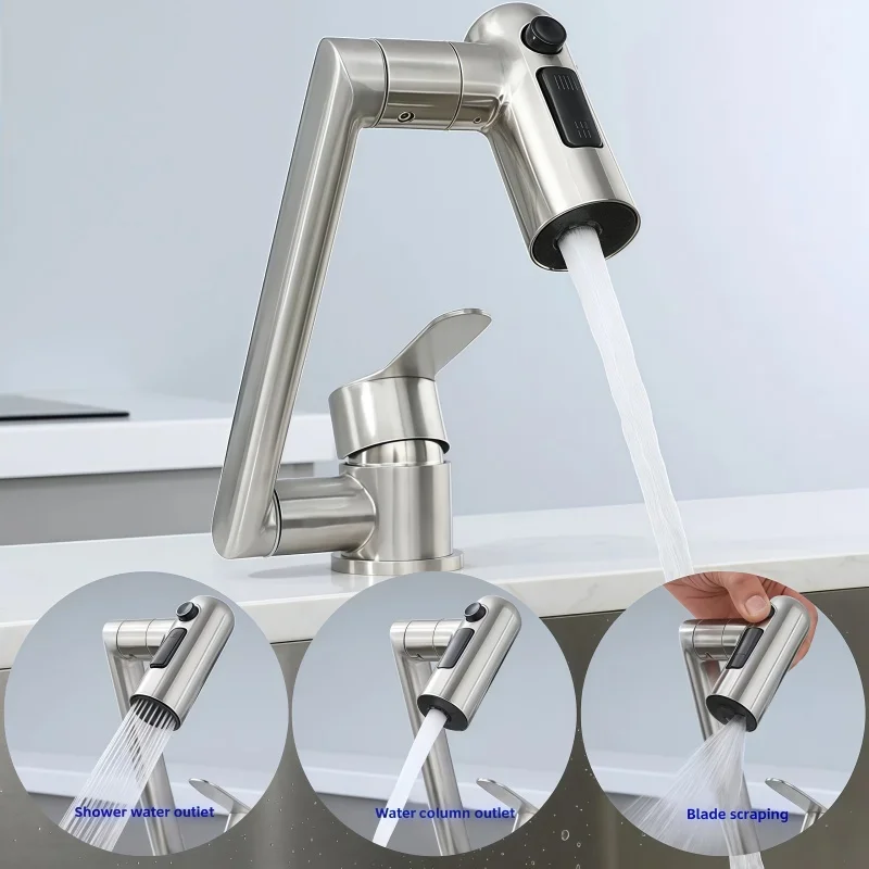 Foldable Faucet Hot and Cold Kitchen Window Hidden Sink Stainless Steel Sink Universal RV Low Profile