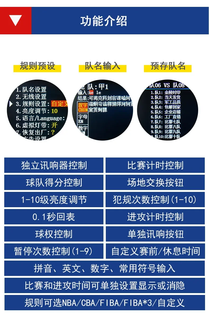 Basketball game electronic scoreboard, scoreboard with 24-second timer