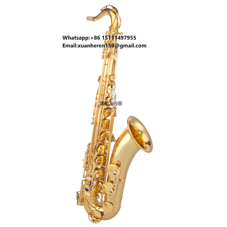Gold Lacquer Bb Tone Tenor Sax Brass Body Wind Instrument