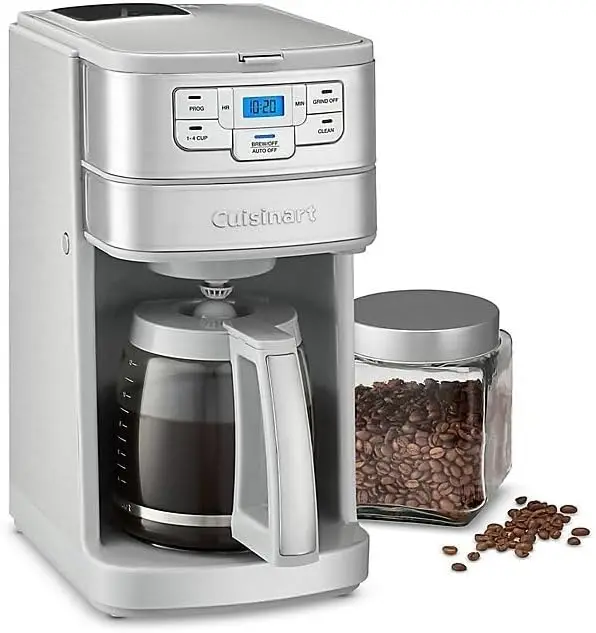 Stainless Steel Automatic Grind and Brew 12-Cup Coffeemaker with 24-Hour Programmability, 1-4 Cup Setting and Glass Ca