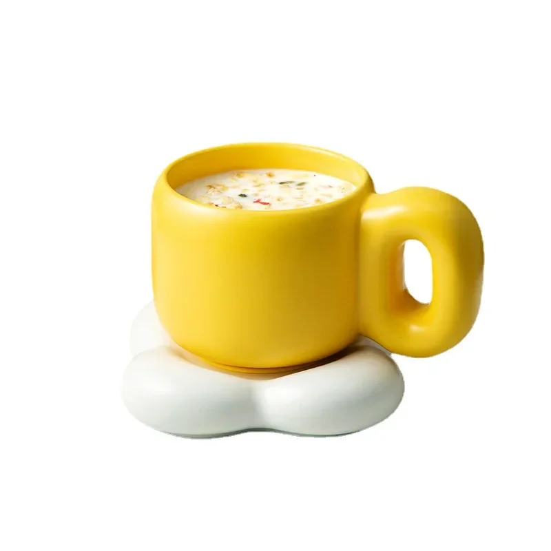 500ml Large Capacity Mug Cute Ceramic Coffee Cup and Saucer Set European Afternoon Tea Milk Coffee Drink Mug Office Water Cup