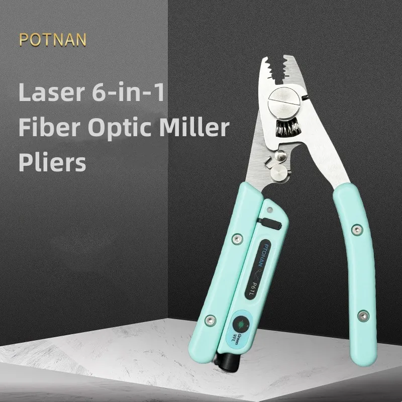 U.S. POTNAN 6-in-1 Fiber Optic Miller Pliers with 15mW Red Light Stainless Steel Fusion Splicer Fiber Optic Laser Miller pliers