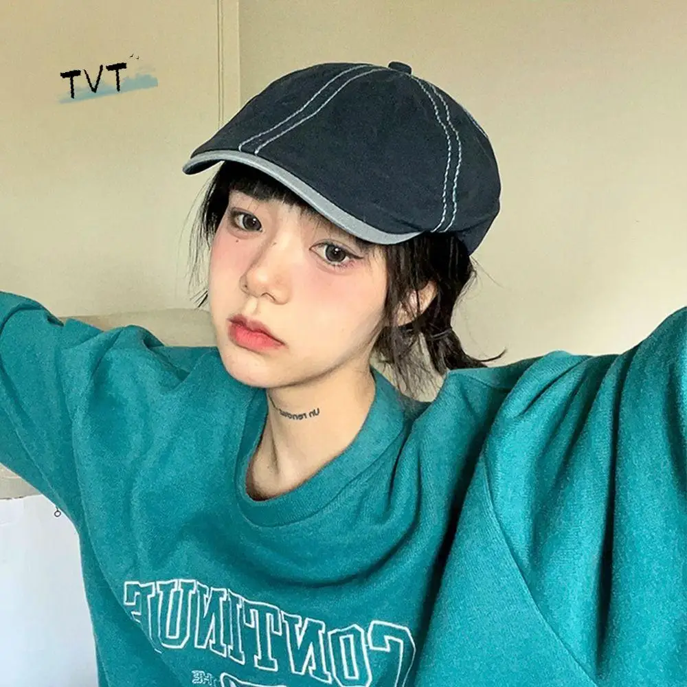 

Ins Vintage Forward Hat Embroidey Y2k Newsboy Cap Visor American Cowboy Caps Outdoor