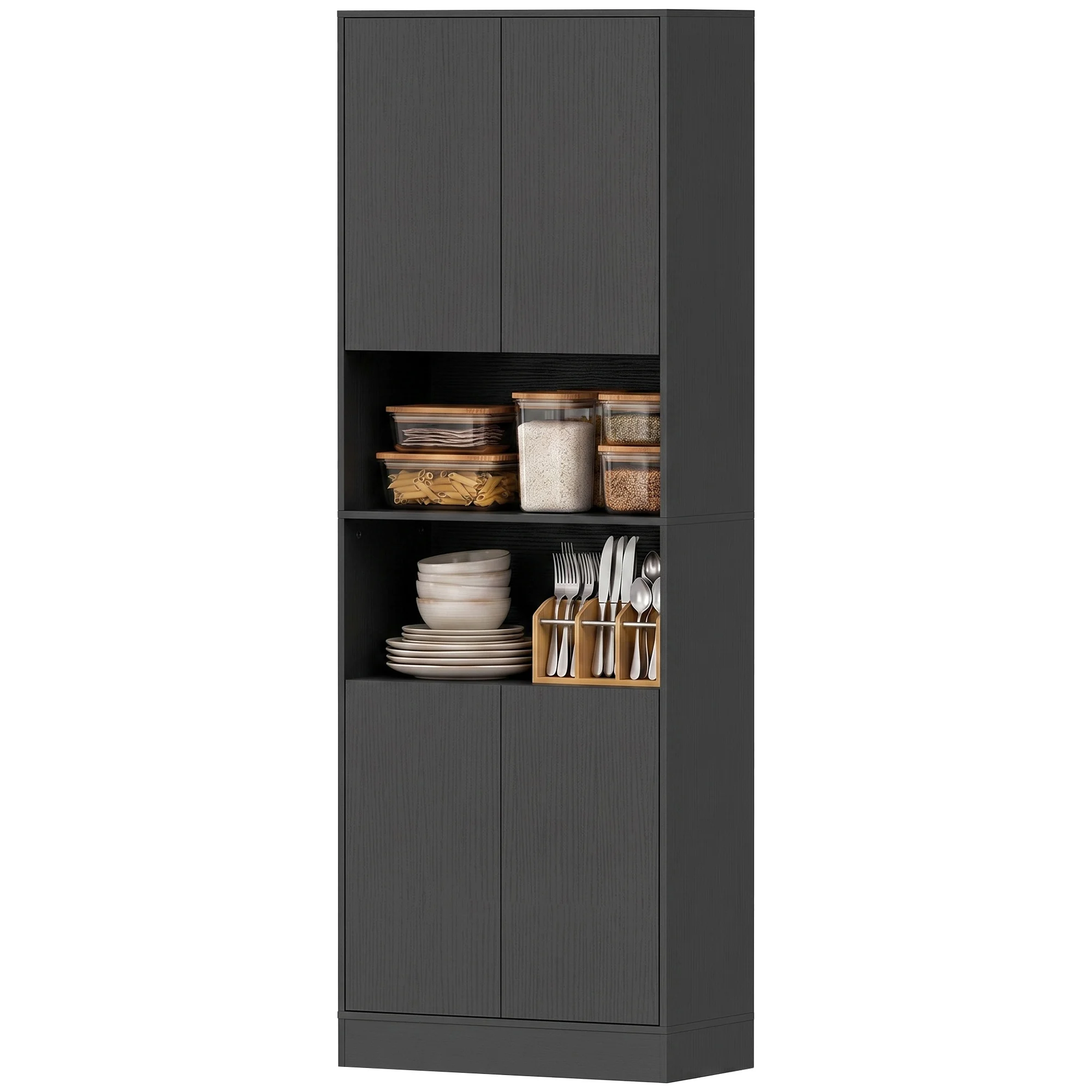 Mobile da cucina alto, 4 ante, 60 x 30 x 170 cm, colore nero.