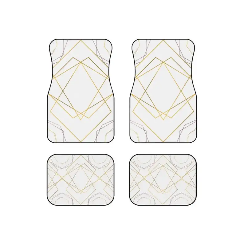 White Geometric Gold and Rose Gold Car Mats (Set of 4)