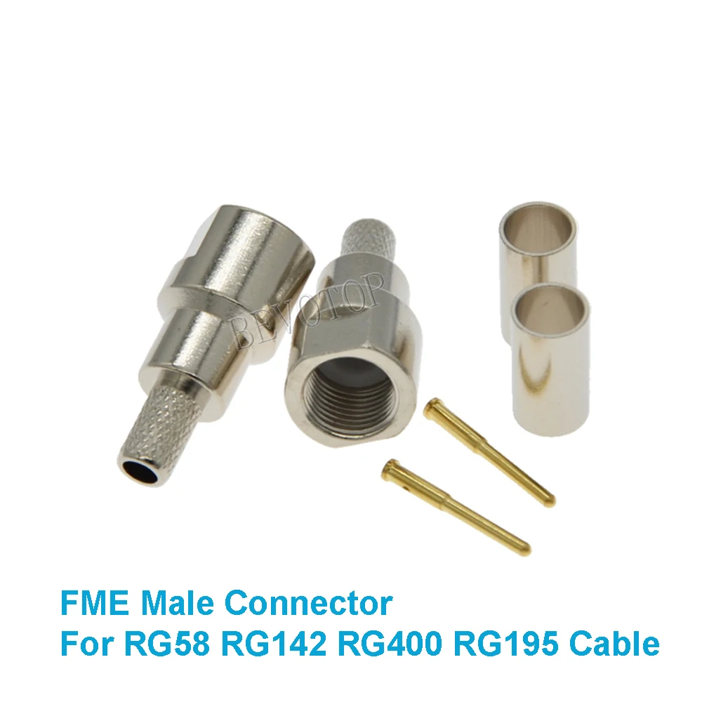 5PCS/LOT FME Male Plug Female Jack Crimp for RG58 RG142 RG400 LMR195 Cable RF Coaxial Connector Wire Terminals