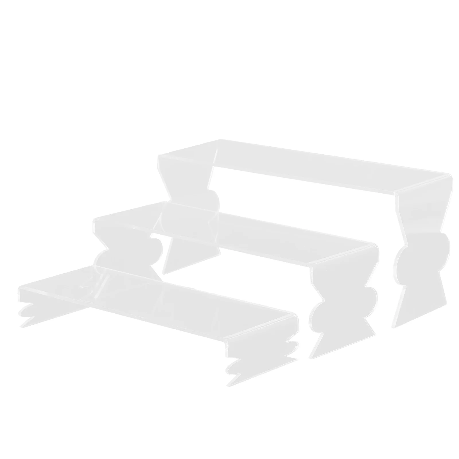 3pcs Acrylic Display Rack Storage ganizer for Figures Collections Cake Decor Tiered Riser Stand Crafts Shelf