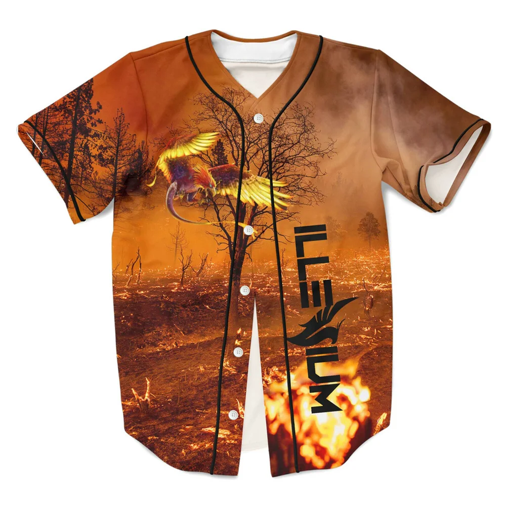 

ILLENIUM Concert Site EDM Personalized Streetwear Harajuku Thin button Baseball uniform Men/Women customizable Color22